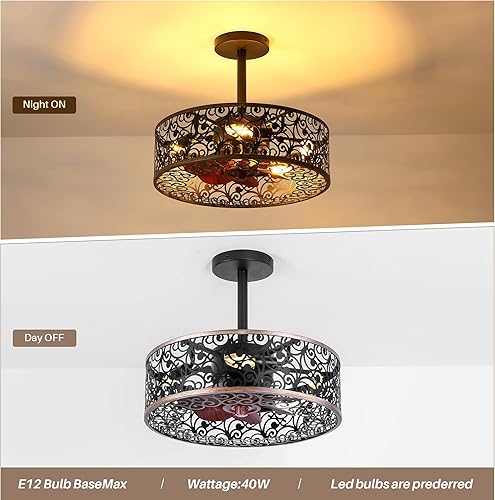 Miniatura 6 de REDSTAR Ventiladores de Techo con Luces - Ventilador de Techo Pequeño de Estilo Granja con Luz y Control Remoto, Ventilador de Techo Industrial