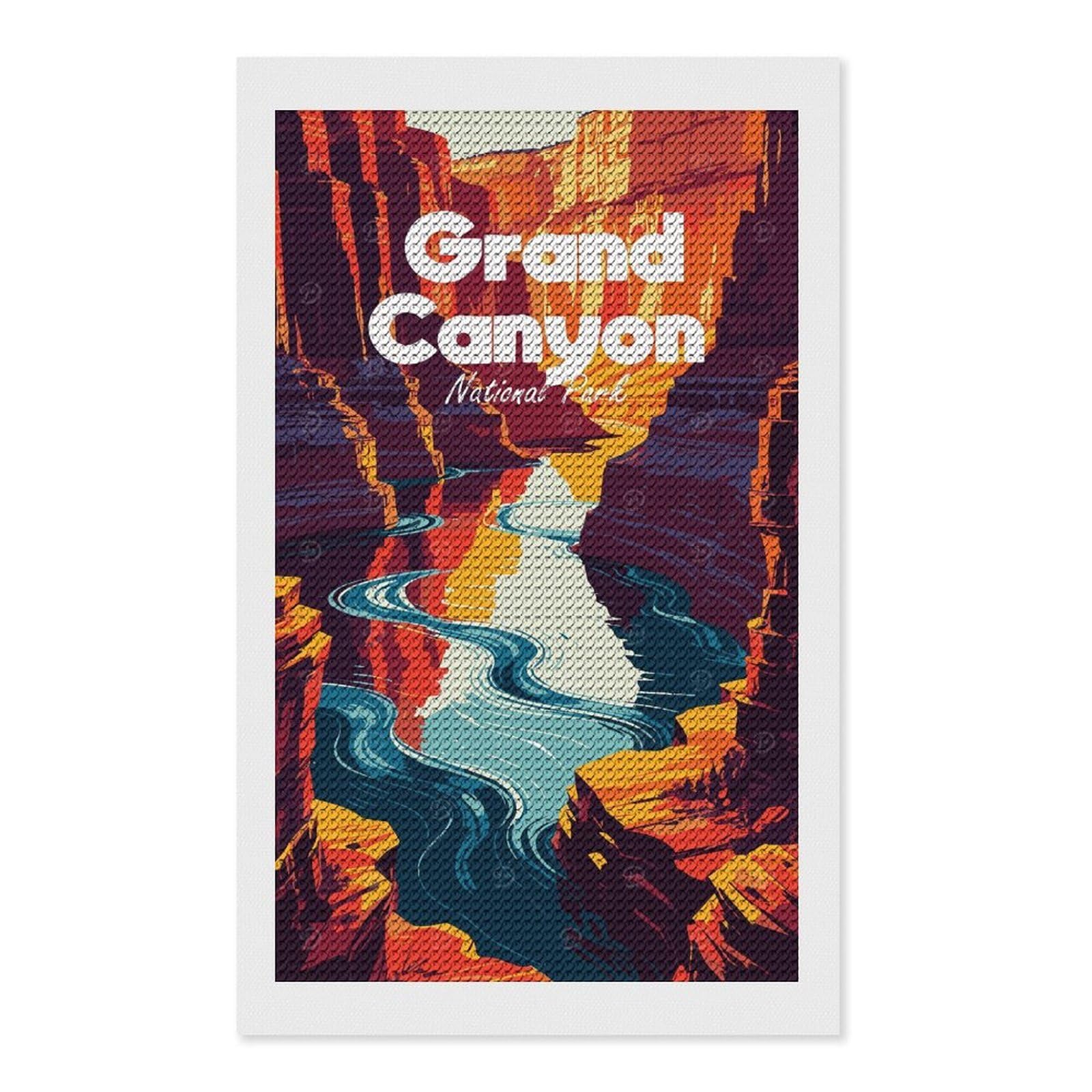 Junmoney Grand Canyon National Park Illustration(3) Diamond Painting Kit 12"x20", Festive Craft Gift, Bedroom Decor, Full Kit Included, Creative Gift Idea