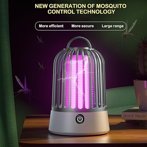 Miniatura 2 de Exterminador eléctrico de insectos para interiores y exteriores, recargable, matamoscas y matamoscas portátil con USB, ultravioleta y rejilla de
