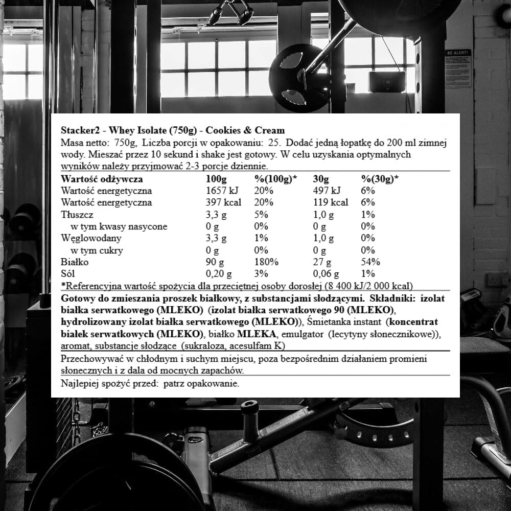 Stacker2 Whey Isolate (750g) Cookies et crème - Protéines - Isolat de protéines de lactosérum