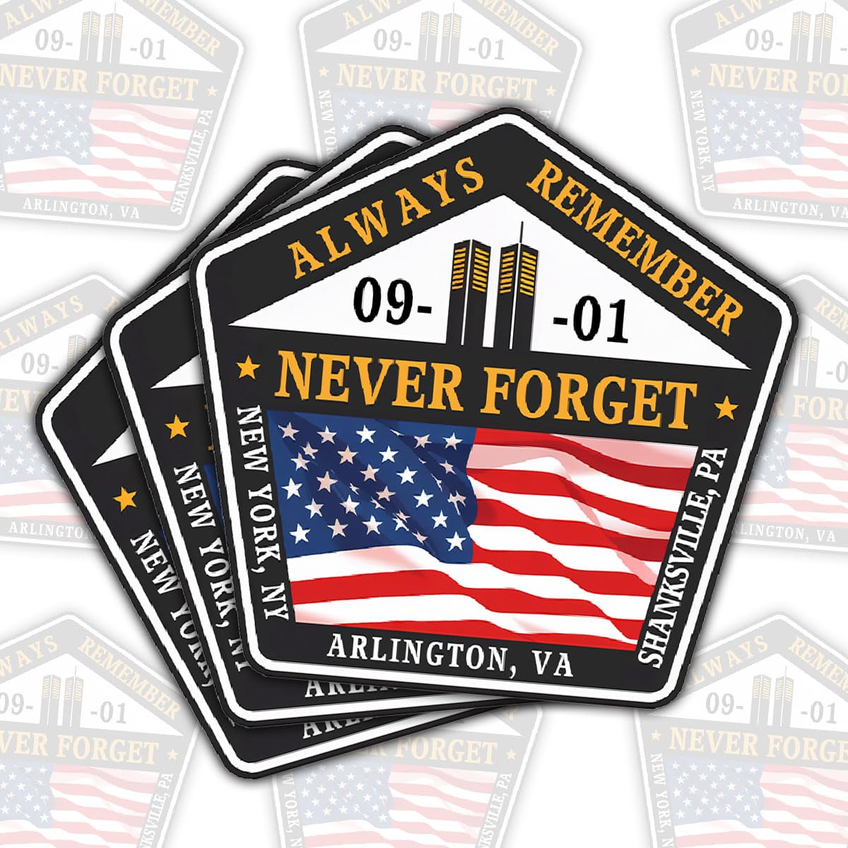 Autocollants 911 Never Forget pour personnaliser votre bouteille d'eau et gobelet