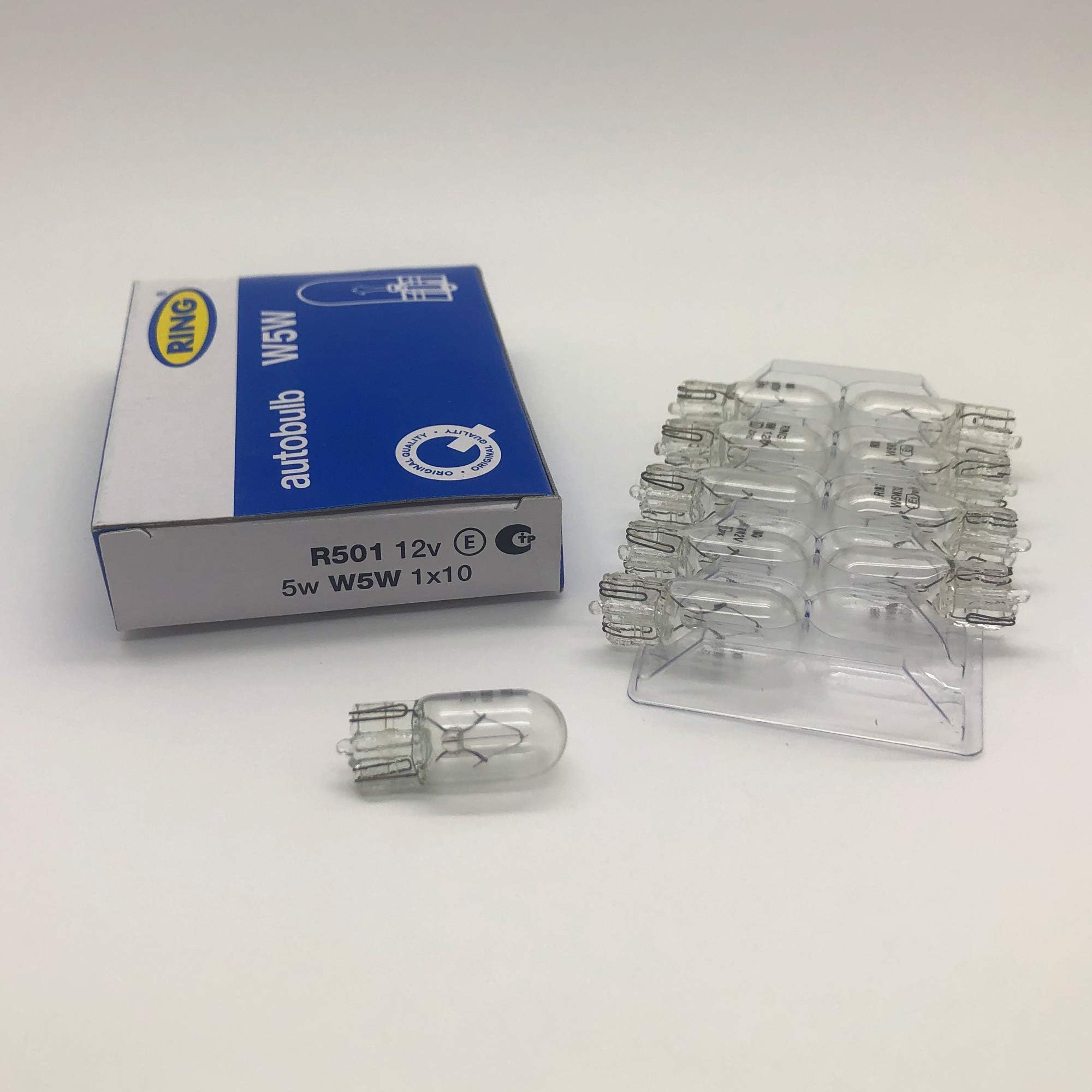 10 x RING 501 12v 5w CAPLESS CAR SIDELIGHT, SIDE INDICATOR REPEATERS, NUMBER PLATE BULB