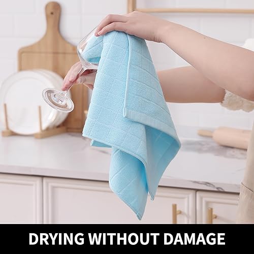 Miniatura 429 de Homaxy Toallas de cocina de rizo 100% algodón (gris oscuro, 13 x 28 pulgadas), diseño a cuadros, suaves y súper absorbentes, paquete de 6