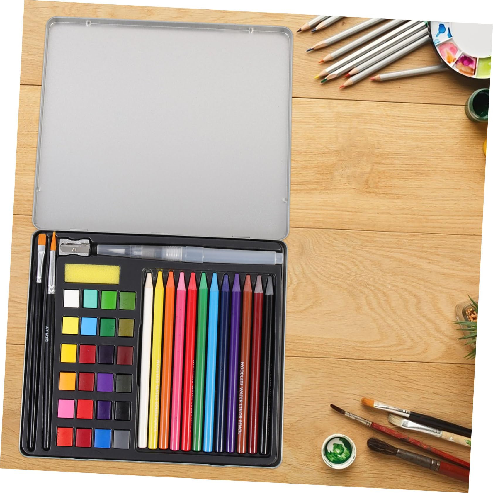 Aquarellfarben Satz für Künstler und Handwerker, 1 Satz, Tragbar | Schulbeginn Party, Leichtes Reise Aquarellset für Selbstgemacht Malerei, Kunststoff, Aluminium, Nylon, Holz