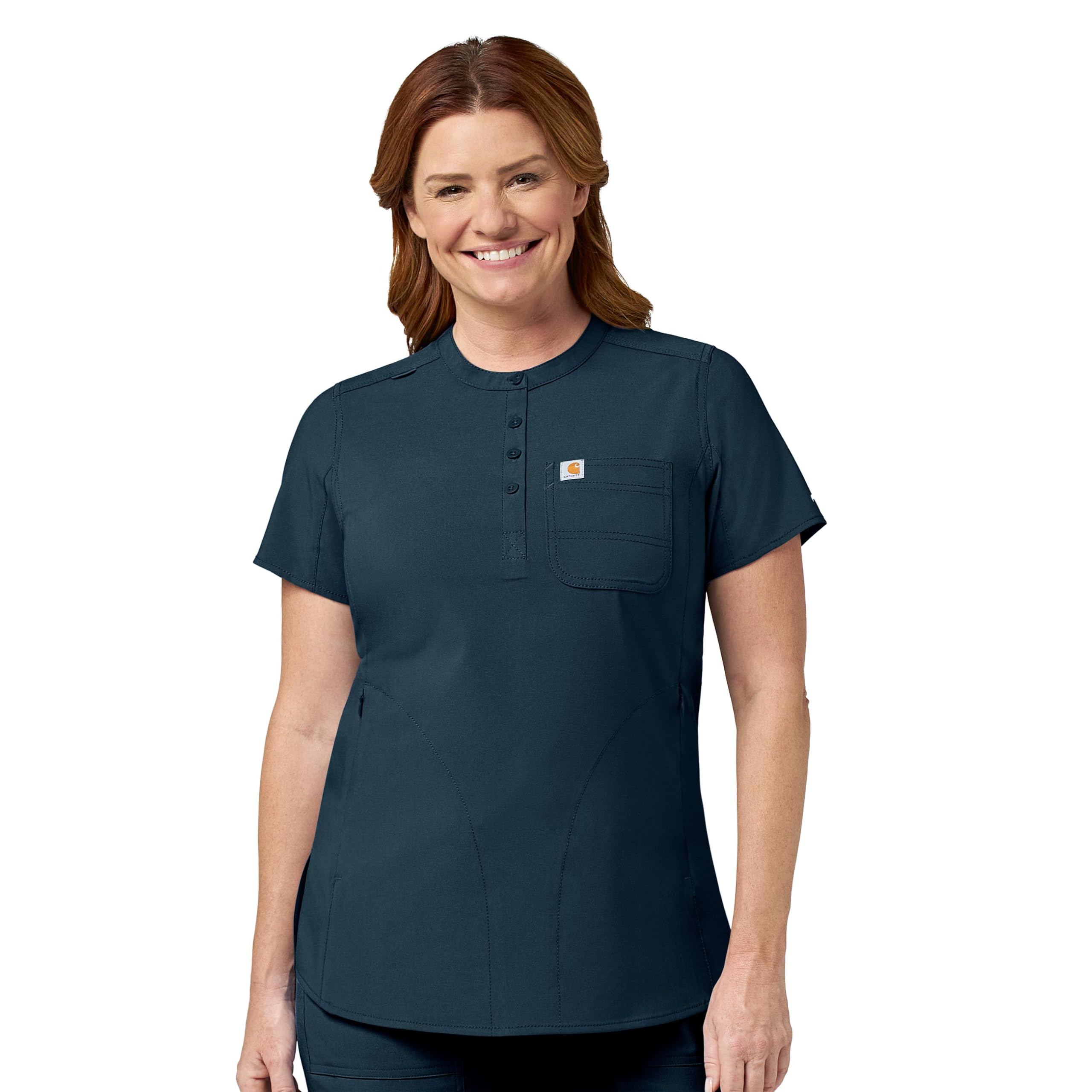 Carhartt Scrubs C12910 Women's Force® Cross-Flex Modern-Fit Henley Tuni