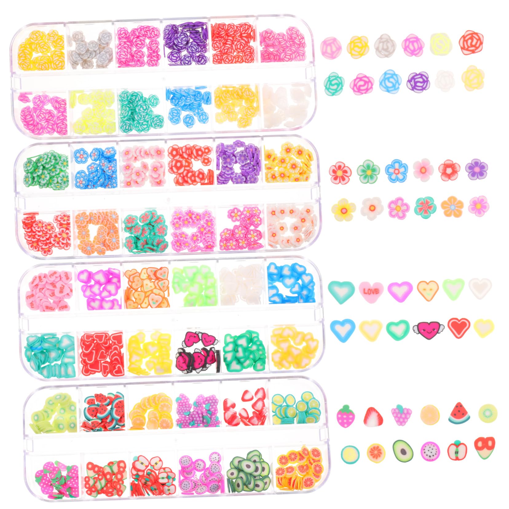 Mikinona DIY Manicure Clay Slices 4 Pack Decorative Gems Elegant Nail Art Embellishments for Crafts