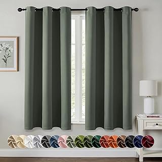 MIULEE Blackout Curtains for Bedroom Living Room 2 Panels, Thermal Insulated Room Darkening Drapes Grommet Noise Reducing Light Blocking Window Treatments 63 Inches Long 40x63 Inch Dark Mallard