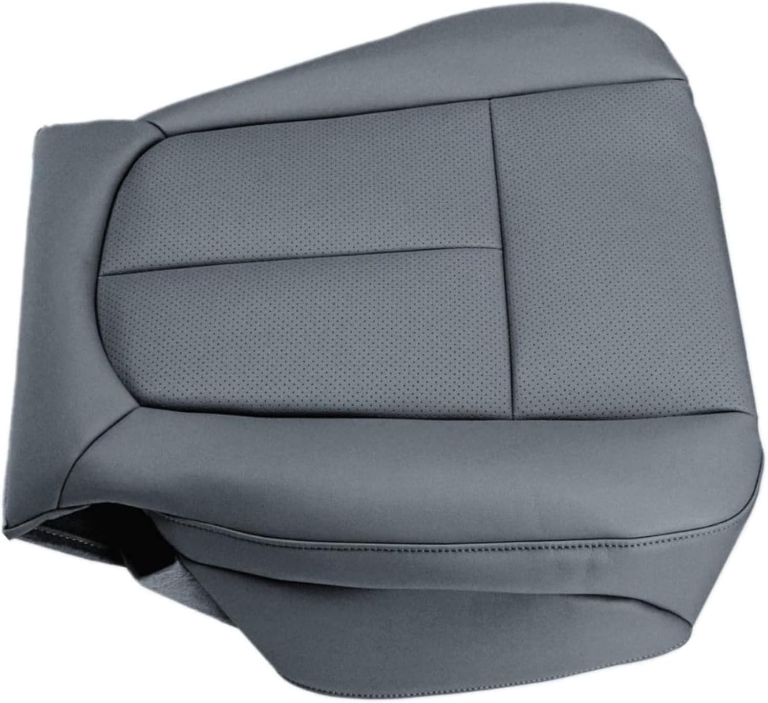 SecosAutoparts Gray Front Driver & Passenger Side Bottom Replacement Leather Seat Cover & Top Lean Back Compatible with Ford F150 Lariat 2009 2010 2011 2012 2013 2014