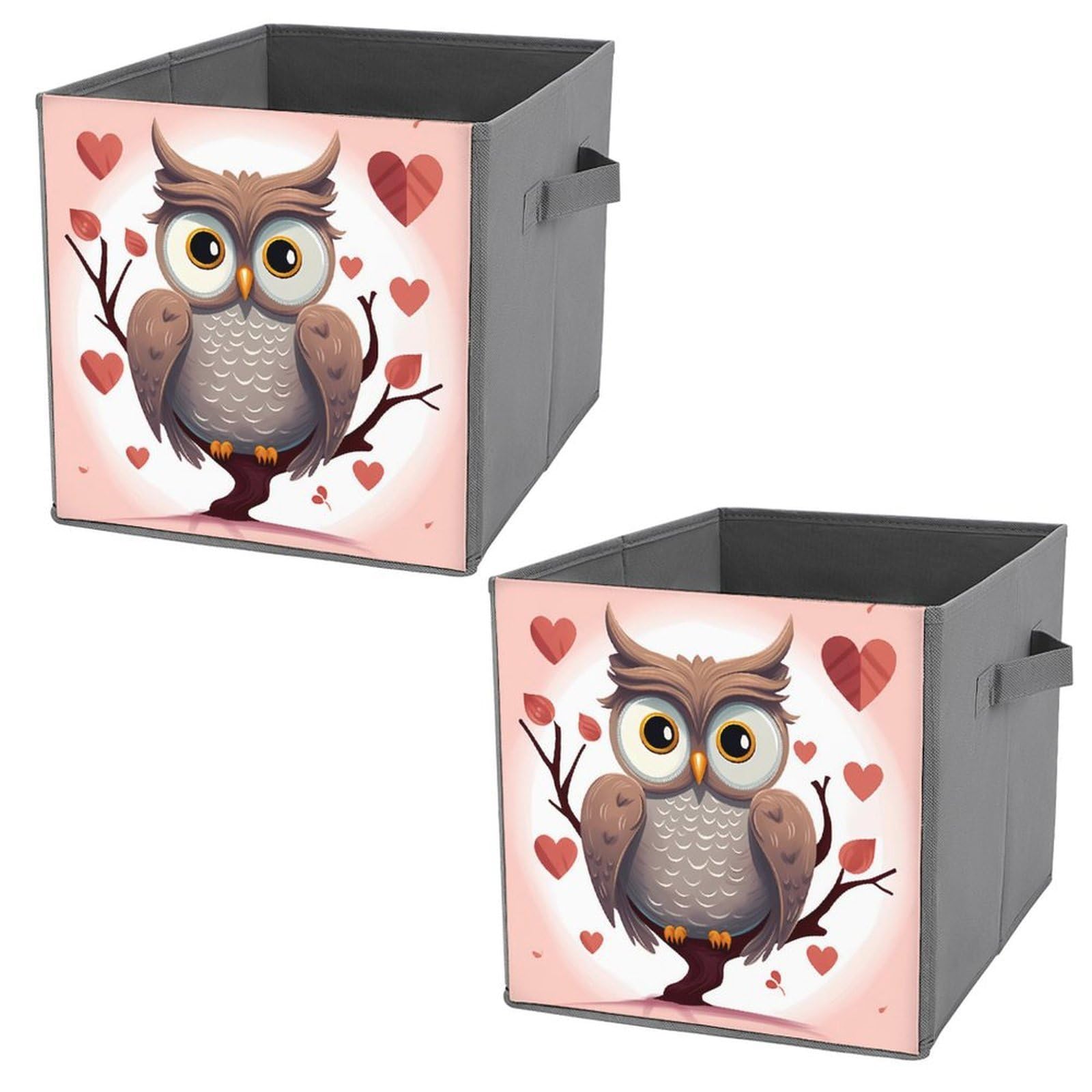 NONHAI Collapsible Storage Bins with Dual Handles Fabric Storage Basket Foldable Cubes Organizer Baskets Owl Lover1 Storage Boxes for Organizing Clothing Cube Storage Organizer Bins