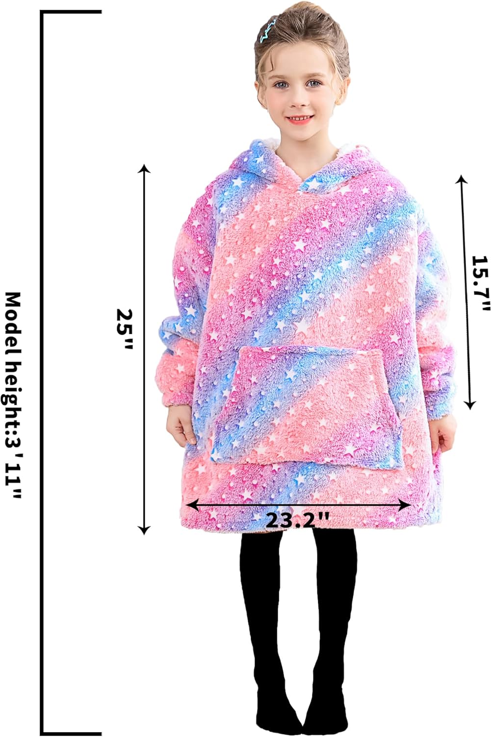 Blanket Hoodie, Sherpa Fleece Wearable Blanket for Kids, Plush Flannel Hooded Blanket, Sweatshirt Gift with Giant Pocket - Image 6
