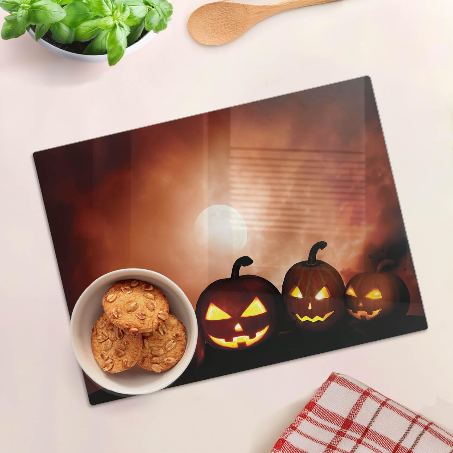 Cristal para cortar en la cocina 40x30 cm Calabazas de Halloween
