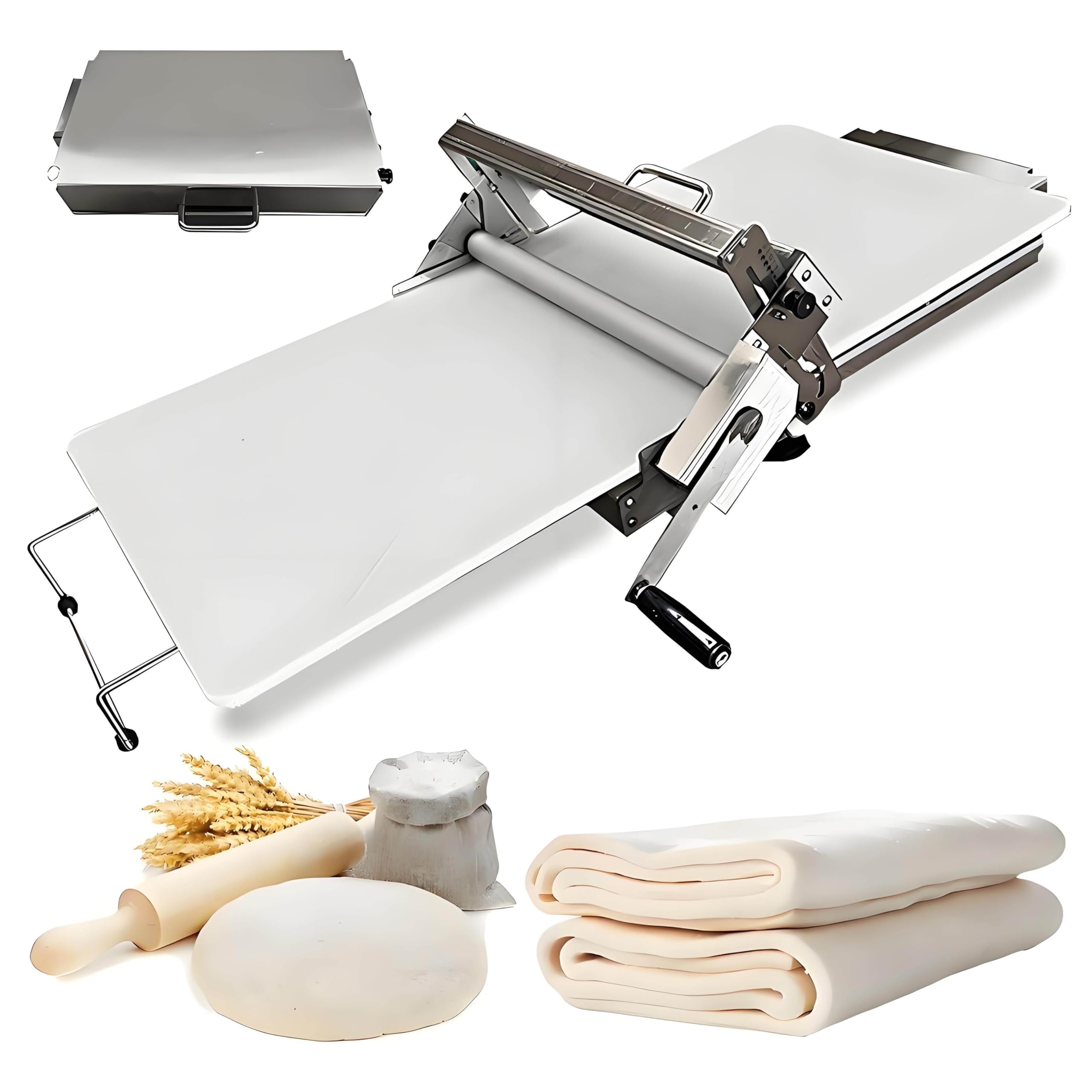 Macchina stenditrice Manuale per Pasta, Macchina sfogliatrice Pieghevole per Pasta, Macchina sfogliatrice da banco, Macchina sfogliatrice Manuale per Pasta, con 55 spessori Regolabili,90x40cm