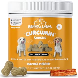 Turmeric Treats for Dogs – Turmeric Curcumin Supplement with MSM, Coconut Oil & Vitamin E – Hip & Joint Support Supplement for Pain Relief, Arthritis, Mobility & Anti-Inflammatory for Dogs – 90 Chews
