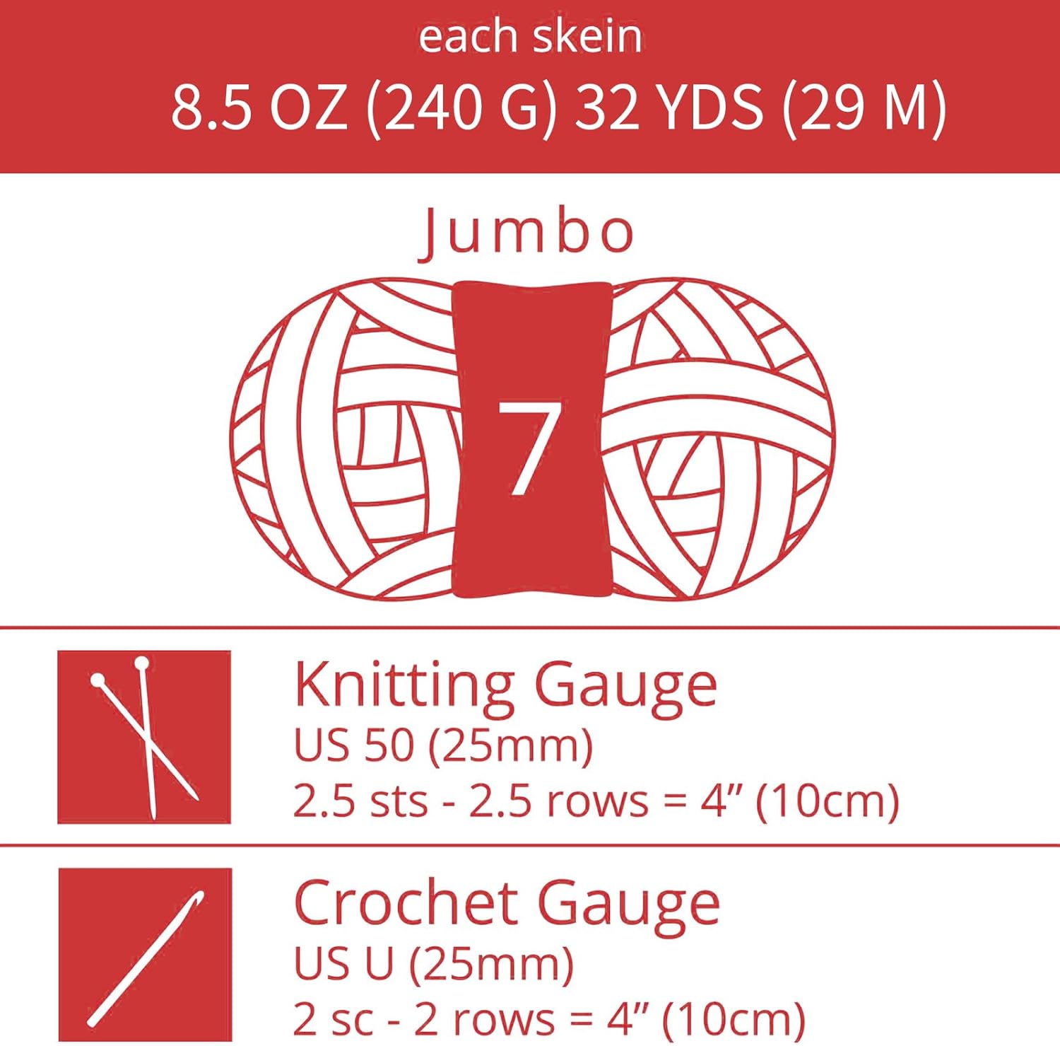 Chunky Chenille Yarn for Crocheting/Arm Knitting, Super Soft Jumbo Knit Blanket Yarn Red 2 Pack (32 yds, 8.5 oz Each Pack)