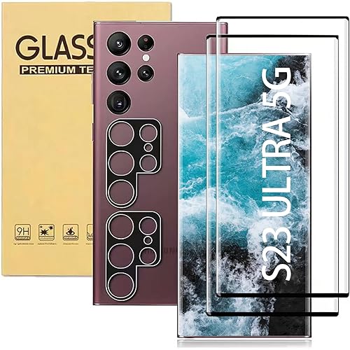 [2+2 Pack] for Samsung Galaxy S23 Ultra 5G Screen Protector Tempered Glass Camera Lens Protector,Touch Sensitive,Fingerprint Support,9H Hardenss