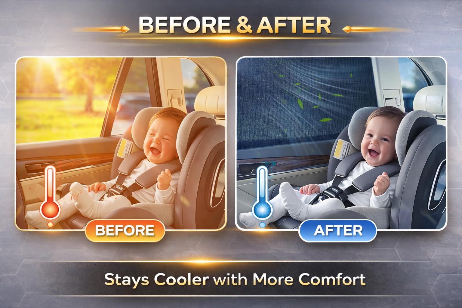 Ediesi, Parasol Coche Bebé para Ventanas Traseras – 2 Unidades, Protector Solar Lateral para Coche, Protección UV para Bebés y Niños, Ajuste Universal y Fácil Instalación — view 3