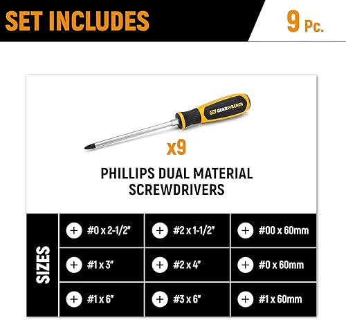 Miniatura 7 de GEARWRENCH Juego de destornilladores Phillips de doble material de 9 piezas en bandeja de almacenamiento de espuma - GWMSSCRPH