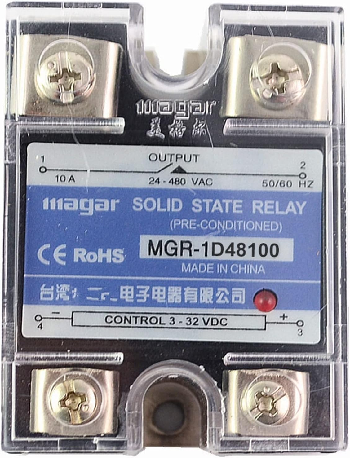 1Pcs Solid State Relay MGR-100A DA DC-AC Input 3-32VDC Output 24-480VAC Control