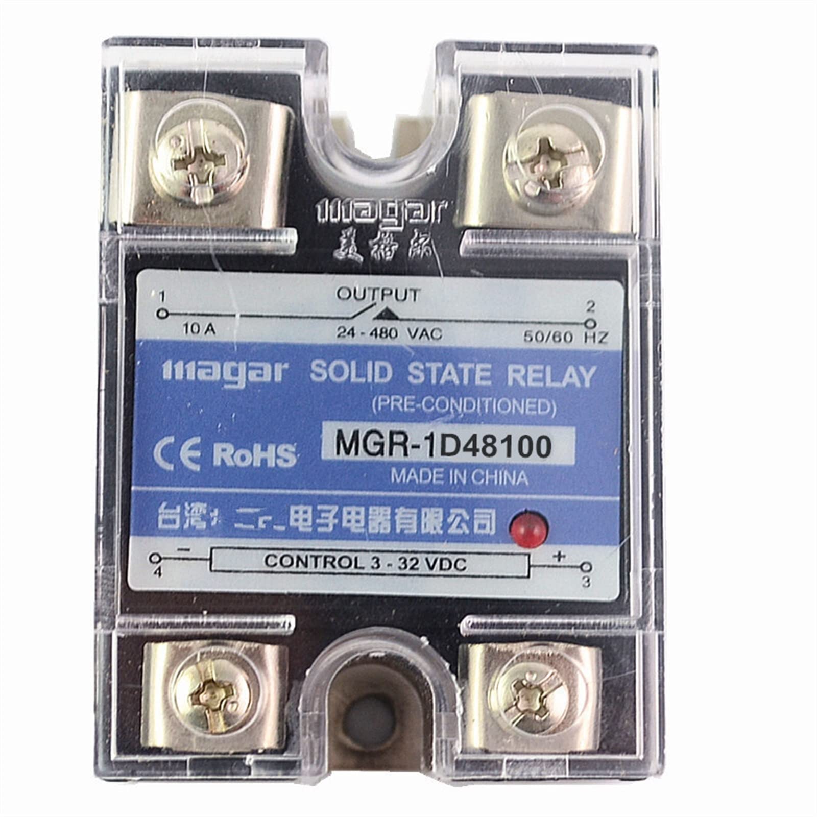 GVBAEPIEO 1Pcs Solid State Relay MGR-100A DA DC-AC Input 3-32VDC Output 24-480VAC Control