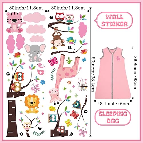 Miniatura 3 de Sunnyray Juego de ropa de cama de 6 piezas de animales de safari para niñas, tamaño estándar, juego de ropa de cama de bebé con edredón de bebé,