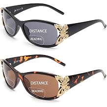 JM 2 Pack Bifocal Reading Sunglasses for Women Fashion Sun Readers UV400 | Outdoor Reading Glasses,One Piece Nose Pads,Vintage