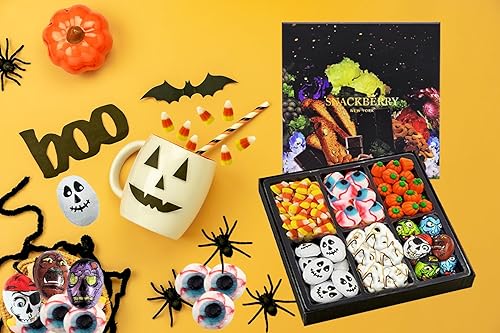 Miniatura 4 de Snackberry - Caramelos de Halloween, chocolate, gomitas, cesta de regalo, maíz dulce, calaveras y monstruos de chocolate, globos oculares de gomita,