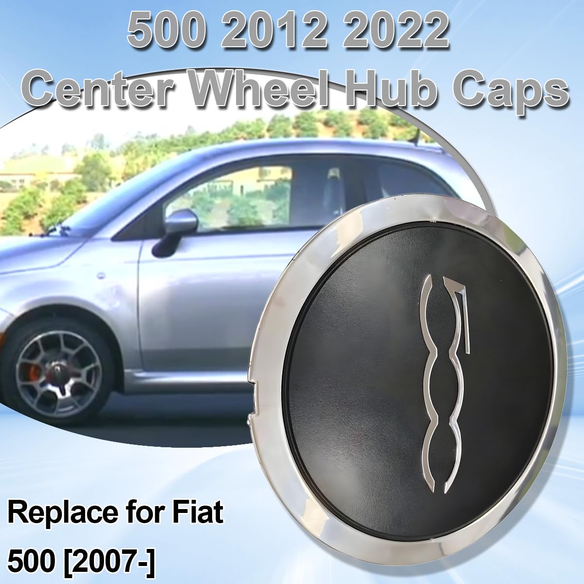 ZAMDOE 500 2012 2022 dekielki piasty do FIAT 500 [2007 Onwards], ochrona felg, ​ i osłona piasty koła 51884863, 68078419AC, 68078421AC, 68078421AB