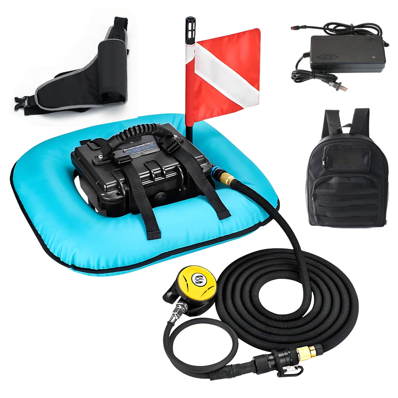 LADECNERHT Underwater Breathing Device, Maximum Diving Depth 33ft, Diving Systems, 52L/Min Air Supply, Scuba Tank Diving System, 65 Mins Dive Time, for Outdoor Diving Blue-Basic