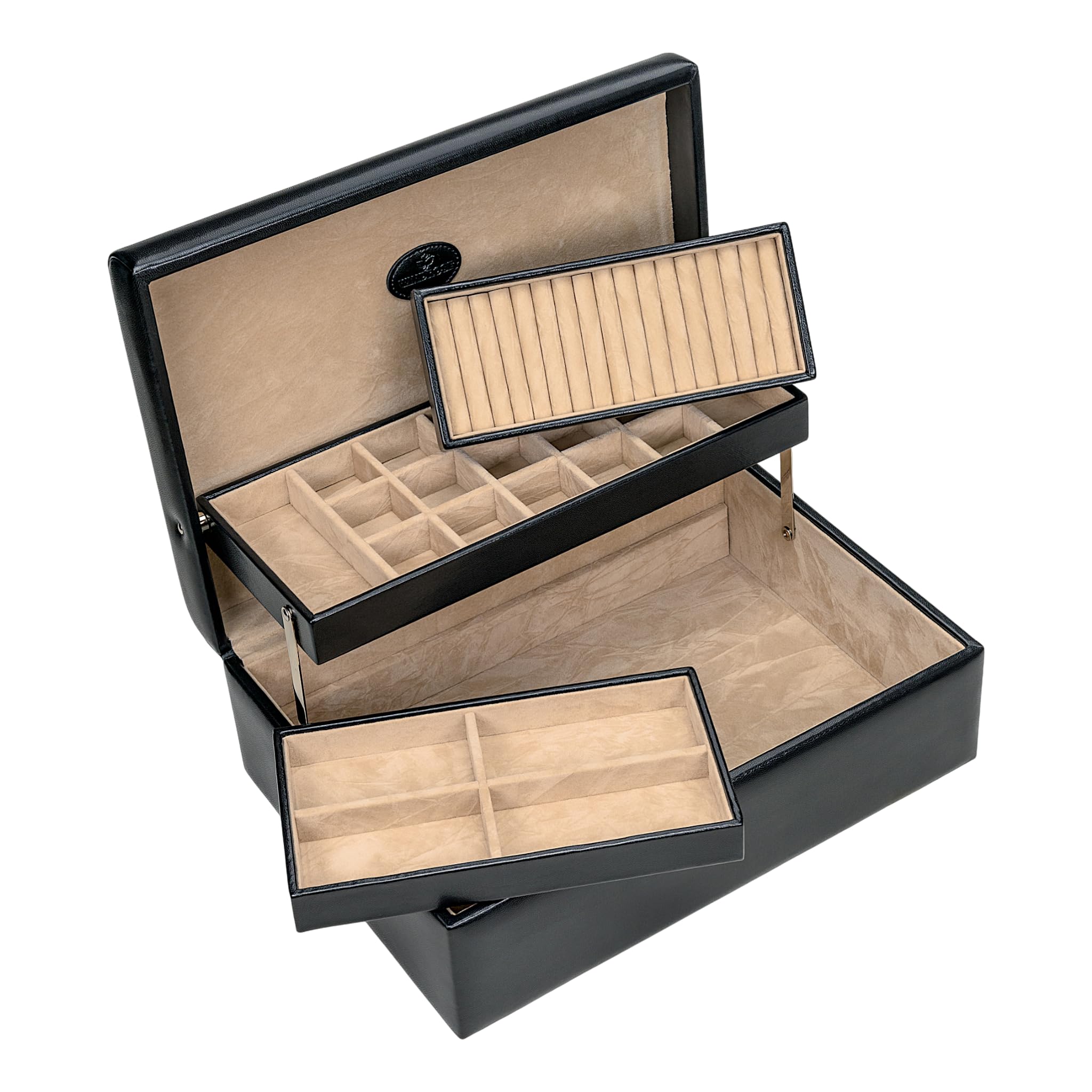 Windrose Charmbox mit 2 herausnehmbaren Einsätze merino/schwarz