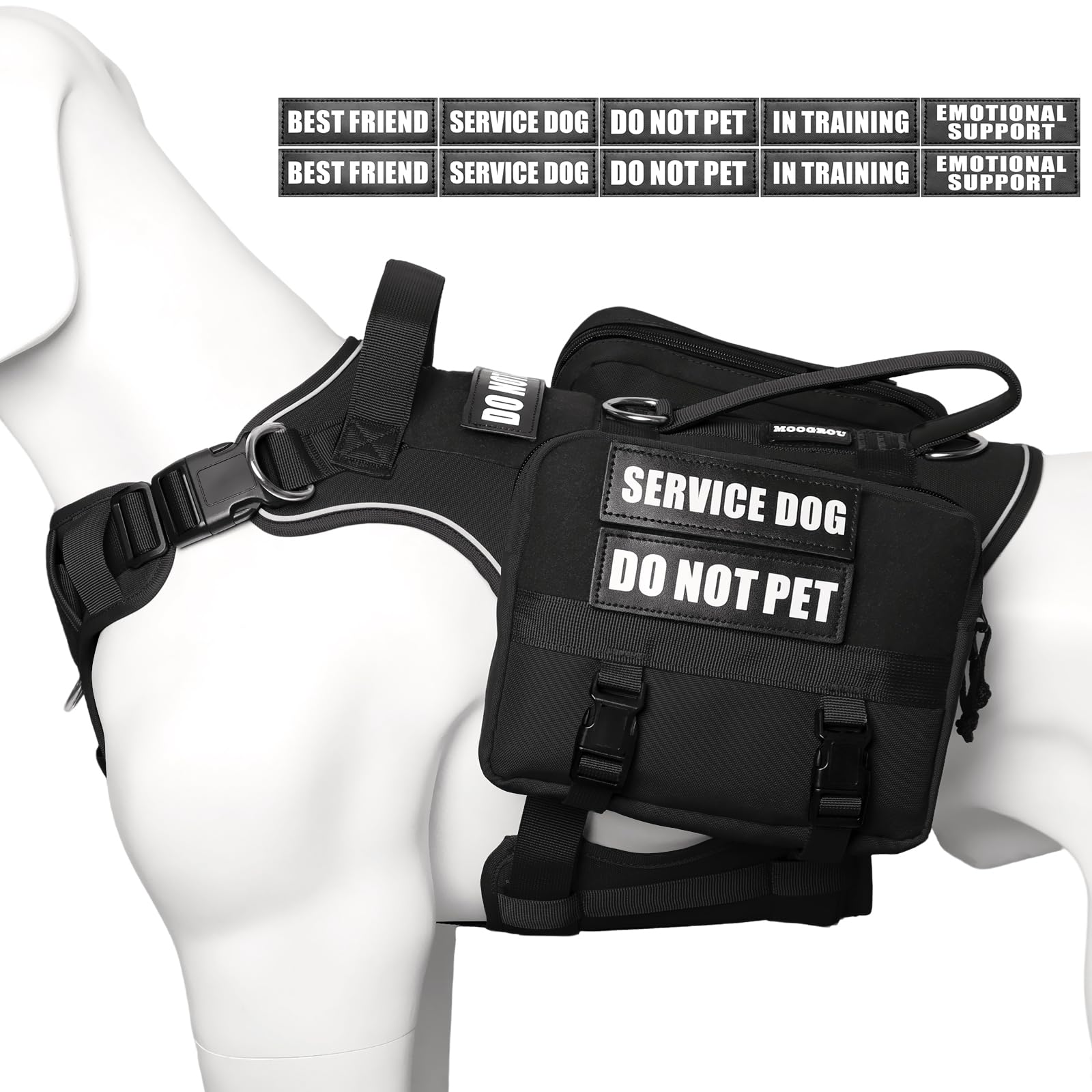 Chaleco para perro de servicio con bolsillos, arnés grande para perro y mochila extraíble para entrenamiento de senderismo, chaleco para mascotas con asa y sistema Molle para parches, color