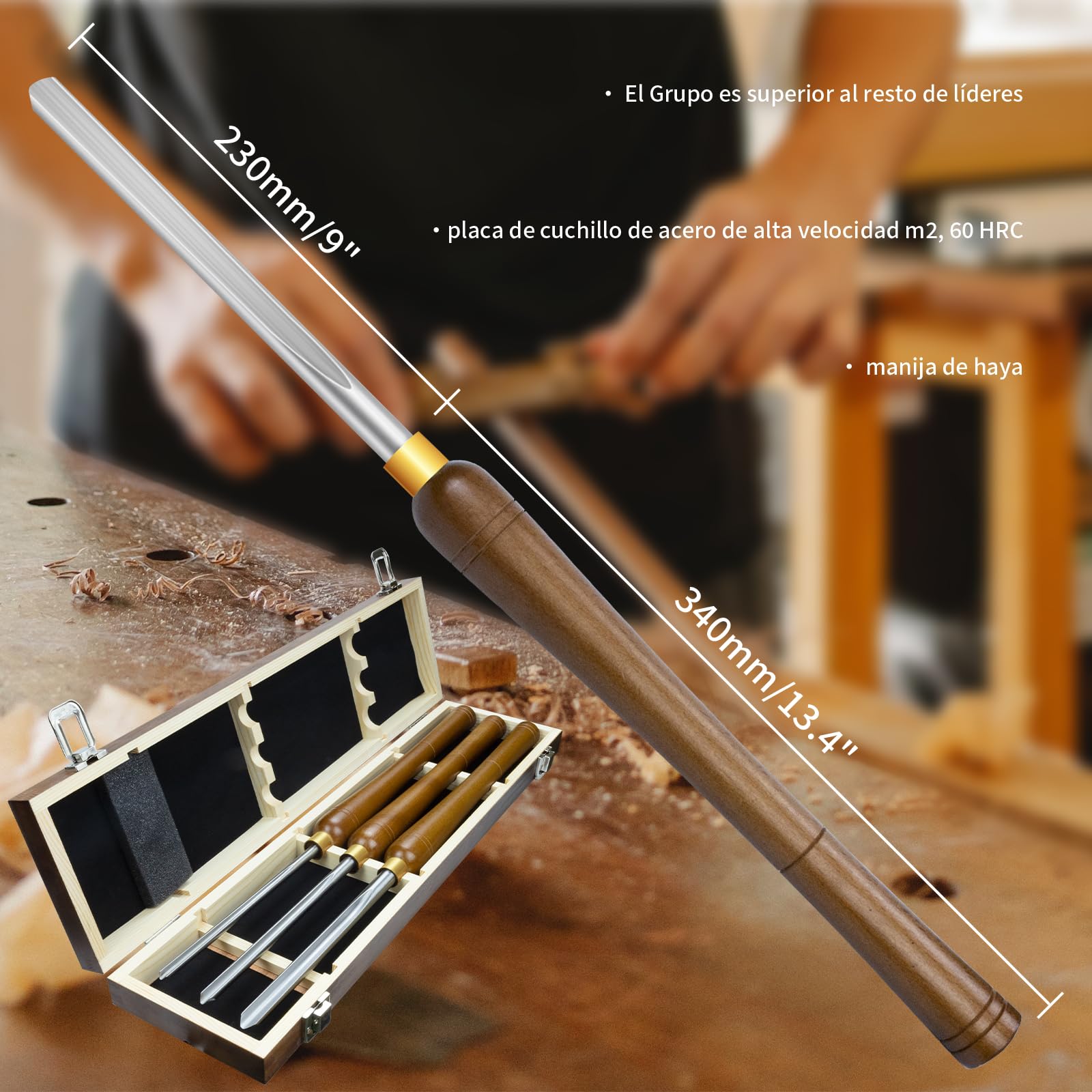 Gubia de Cuenco de Torneado de Madera, Juego De Cinceles De Torno De Gubia De Cuenco, Herramientas De Torneado De Torno De Madera De 3 Piezas Con Hoja HSS (Flauta De 10mm, 12mm Y 16mm)