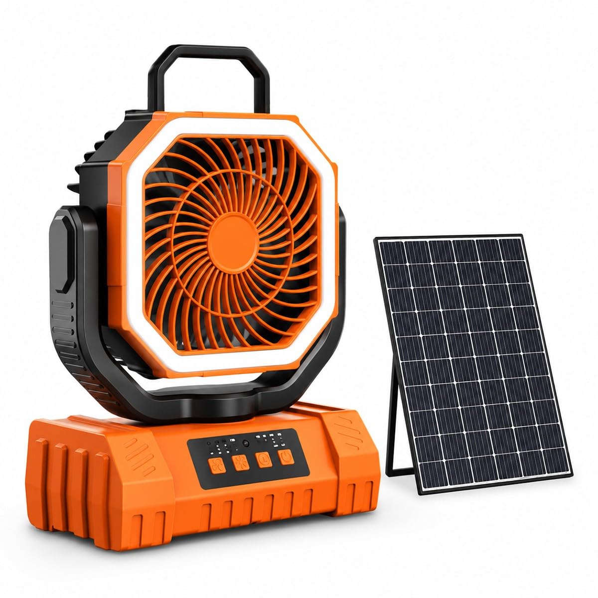 Baannaww Portable Camping Fan 10000mAh, LED Light, 4 Speeds, Timer, USB
