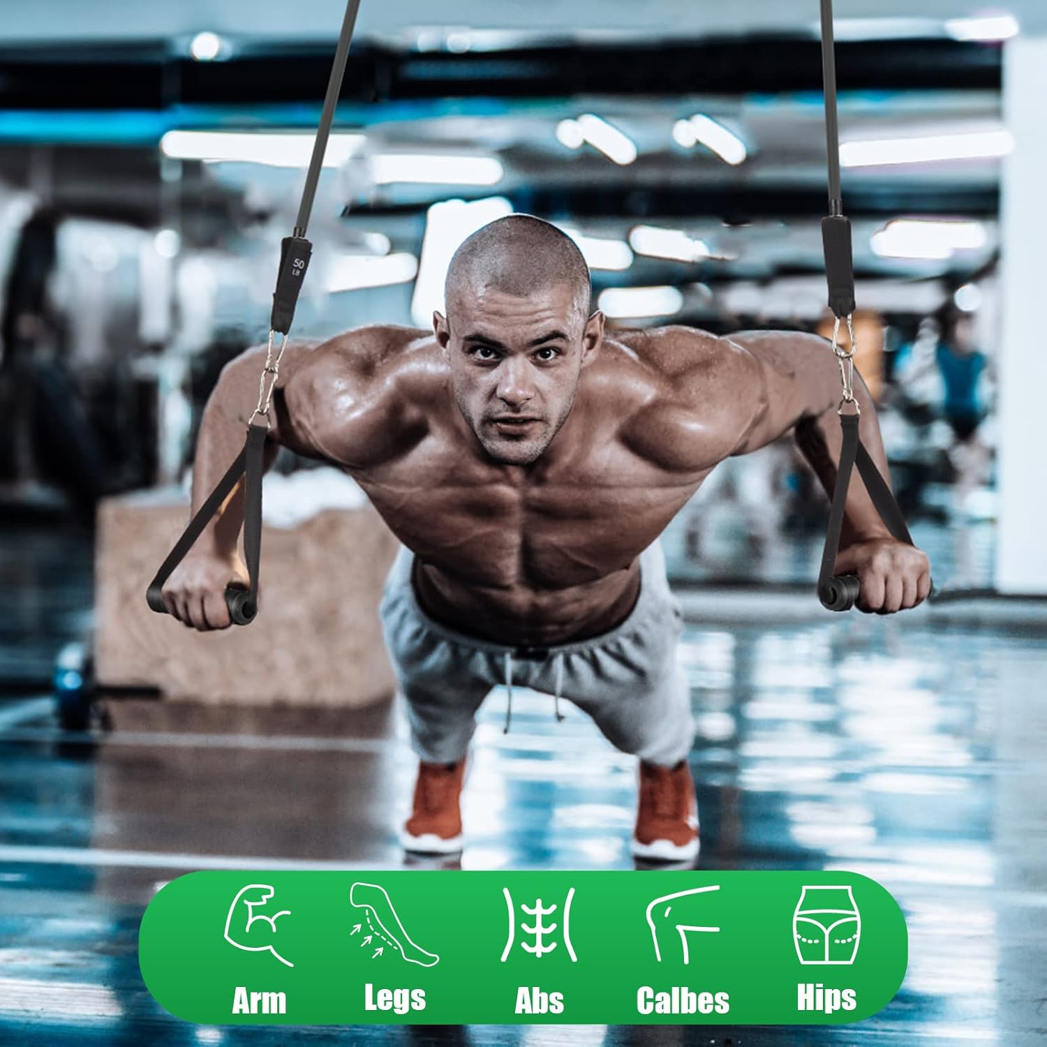 WIKDAY Exercise Resistance Bands with Handles for Working Out Workout Bands Set with Door Anchor for Physical Therapy, Yoga, Pilates