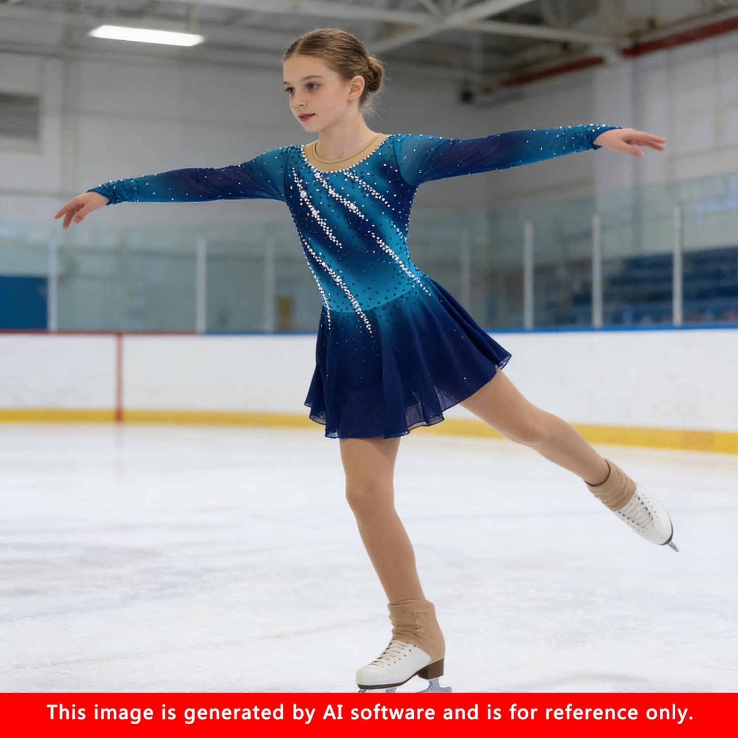 LIUHUO Figure Skating Dress Girl's Long Sleeves Handmade Customized Competition Performation
