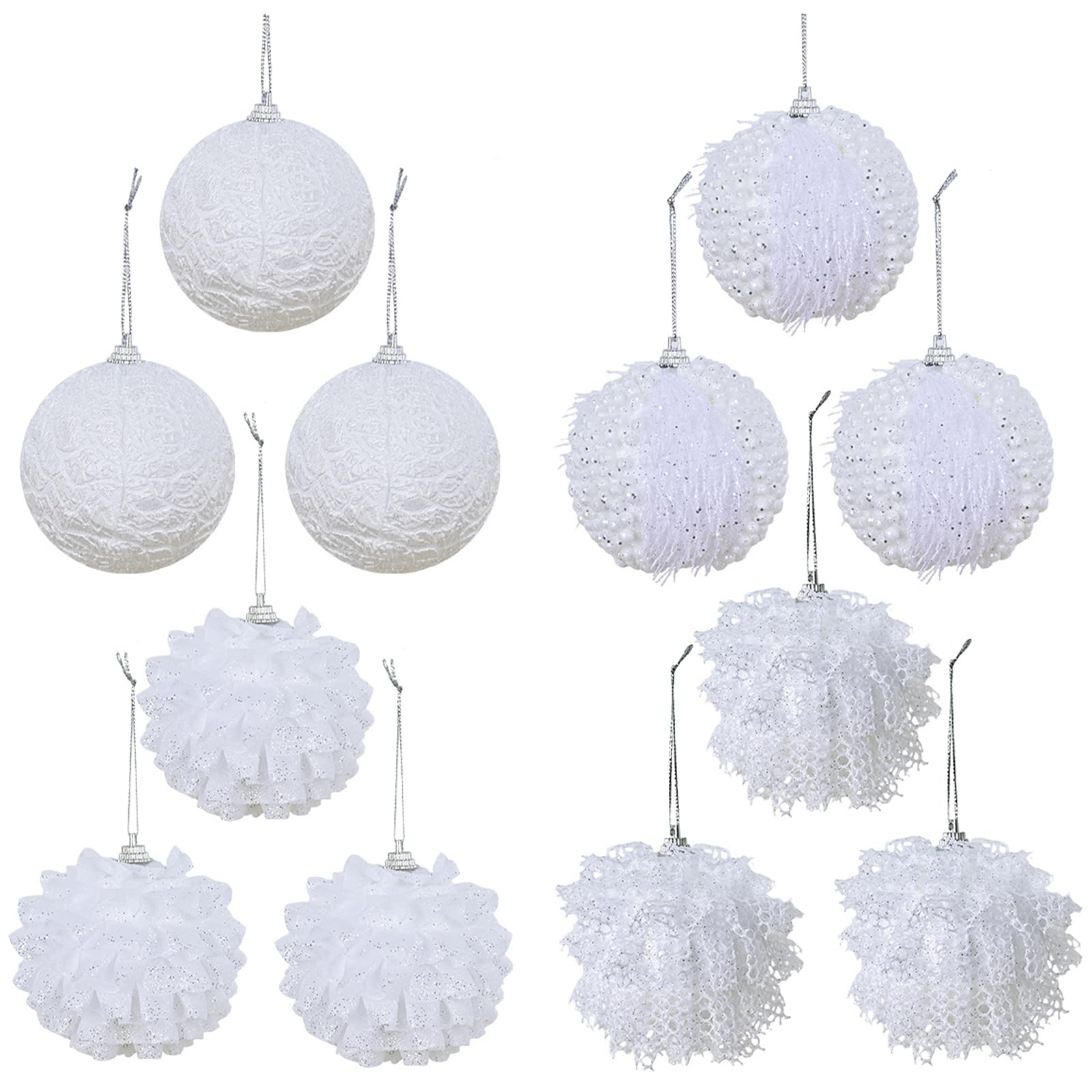 carotoe Festival Foam Ball Decorations 8cm White Spots Christmas Tree Ornaments Easy Hanging Decorative Design Sphere White Foam Christmas Tree Ball