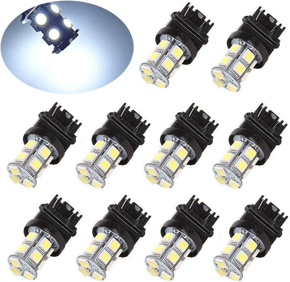 10x 3157 3156 3057 13 SMD 5050 Reverse Backup Stop White LED Light Bulbs