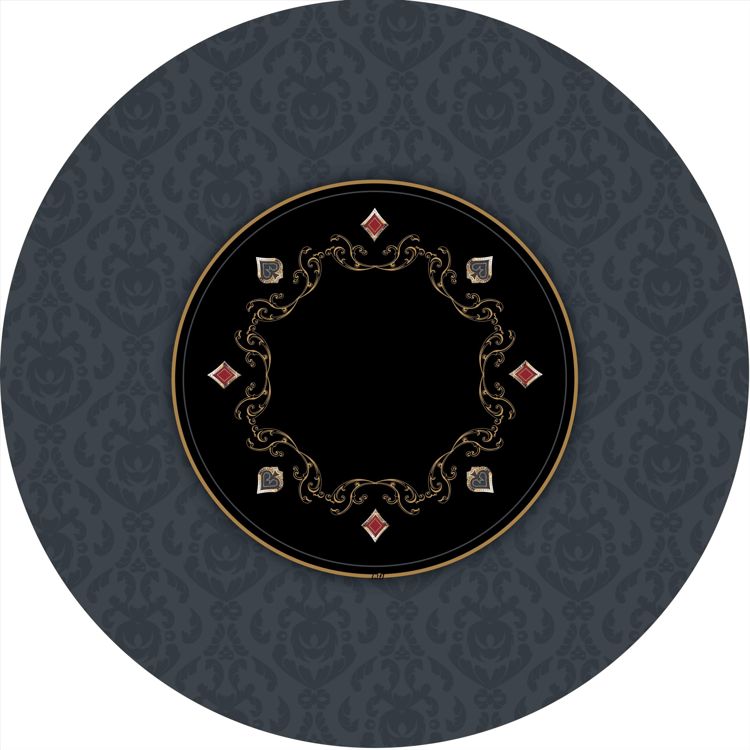 MTJ® Tapis de Poker Victorian Prestige Rond -Surface en Jersey - Antidérapant - Fabriqué en France (Gris, Rond Place Libre 120 cm)