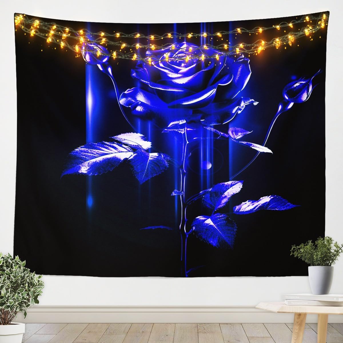 Feelyou Rose Wall Hanging Blooming Blue Flame Flowers Wall Blanket Kids Boys Girls Teen Abstract Rose Floral Bouquet Tapestry Romantic Art for Bedroom Living Room Bright Room Decor Xlarge 70x92