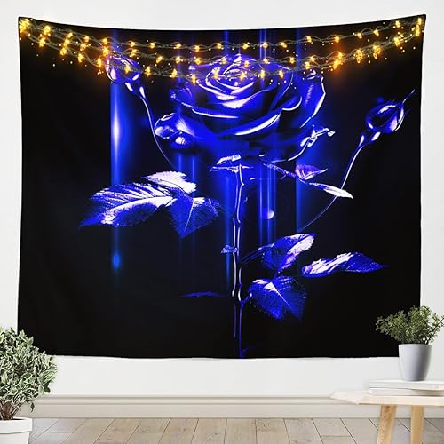 Miniatura 9 de Tapiz de rosas 3D para colgar en la pared para niños, niñas, adolescentes, elegante manta romántica de pared azul real, regalo para el día de San