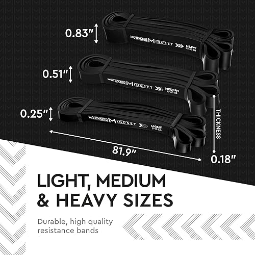 Miniatura 2 de Motivated Mindset Bandas de resistencia para entrenar | Bandas de goma resistentes para levantamiento de pesas y estiramientos | Bolsa de viaje