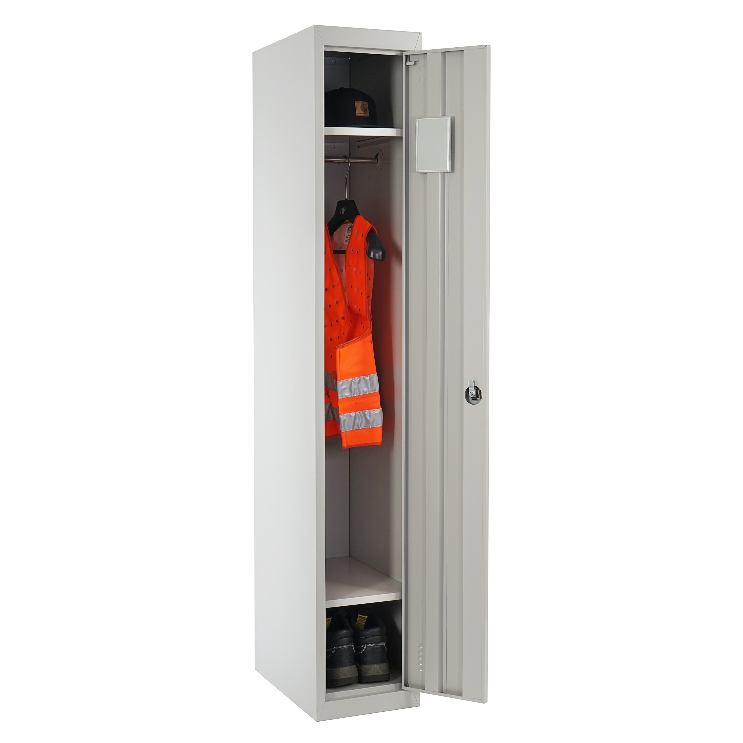 Mendler Spind Boston T163, Garderobenschrank Kleiderspind Umkleideschrank, Metall 180x30x50cm nach ASR A4.1 - grau