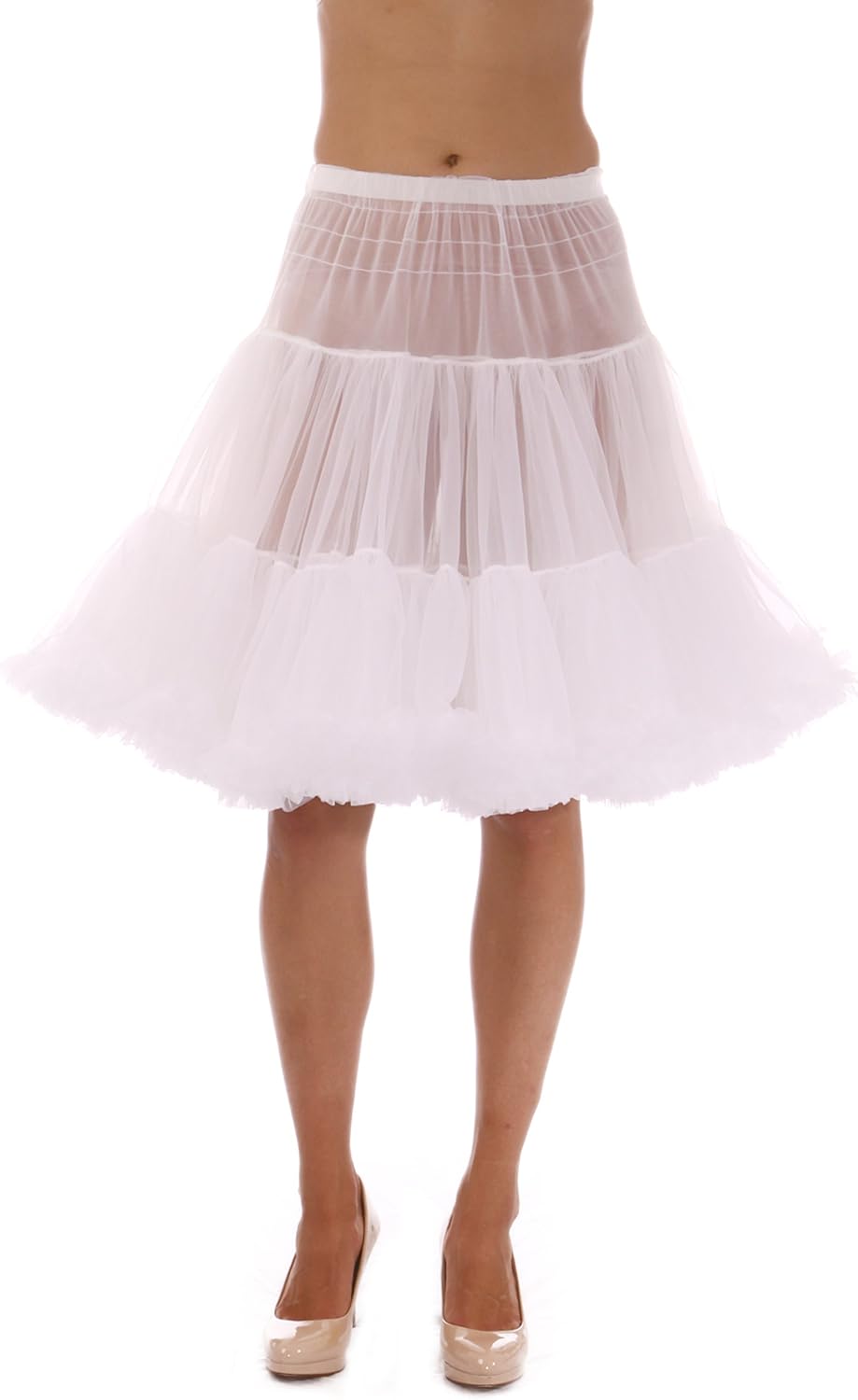 Malco Modes Jennifer Luxury Vintage Knee-Length Child Pettiskirt, Tutu for Costumes or Everyday Clothes (White,Petite)