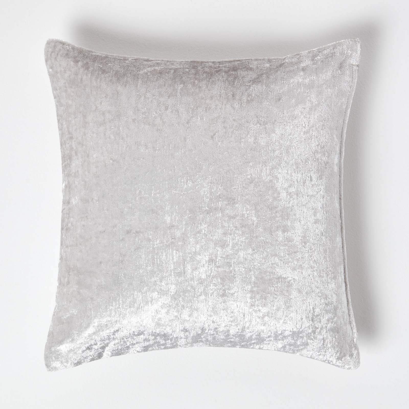 Homescapes Unisex Light Beige Luxury Crushed Velvet Cushion Cover In 45Cm X 45Cm