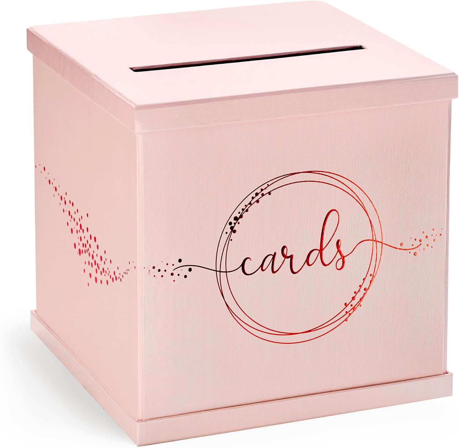 Pink Rose Gold Card Box for Party, Large 10” Envelope Holder Gift Card Box
