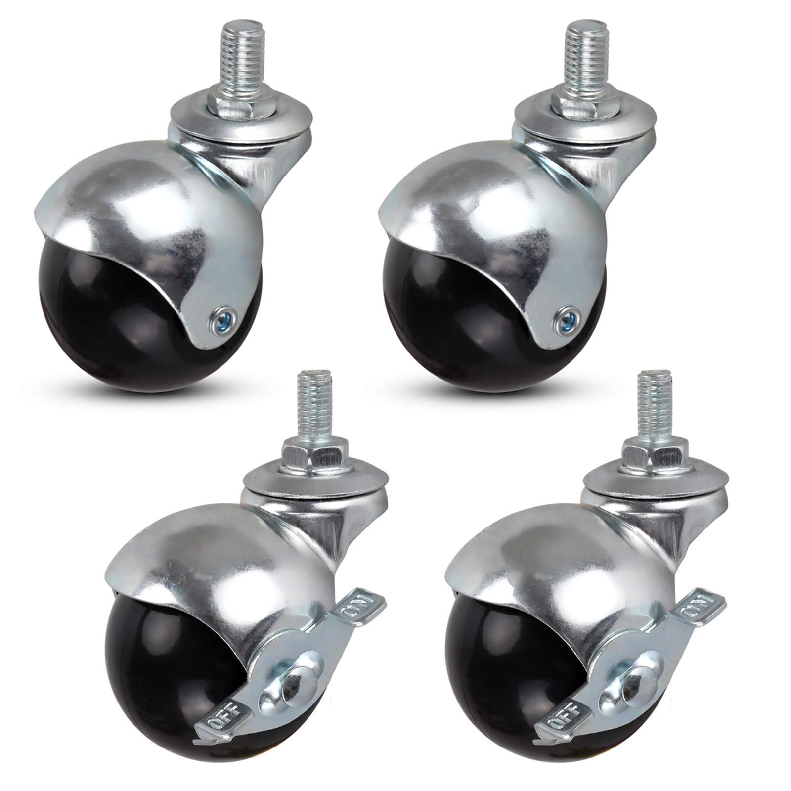 roues pour meubles, roulettes, Roulettes 2 po 50 mm avec boule sphérique, tige filetée M8 x 15 mm, roulettes pivotantes, nylon, for canapé, landau, table basse, 4 pièces (frein) ( Color : Brake+univer