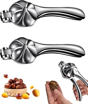 2 PCS Chestnut Cutter Tool, Aluminum Alloy Chestnut Scoring Peeler Clip, Multifunction Nut Cracker Opener