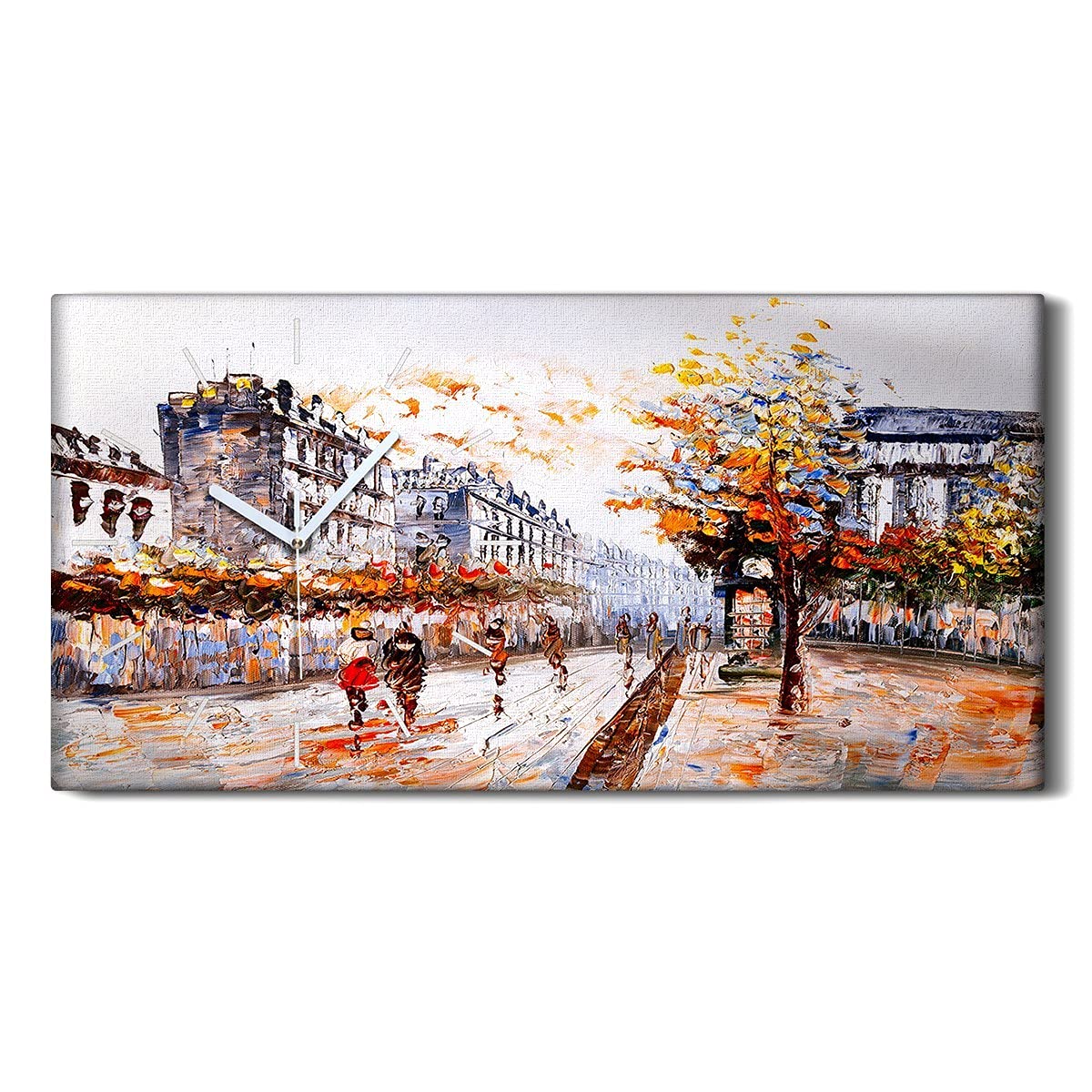 Horloge Toile Coloray de Qualité Art Moderne avec Mains Blanches et Design Panoramique Épuré