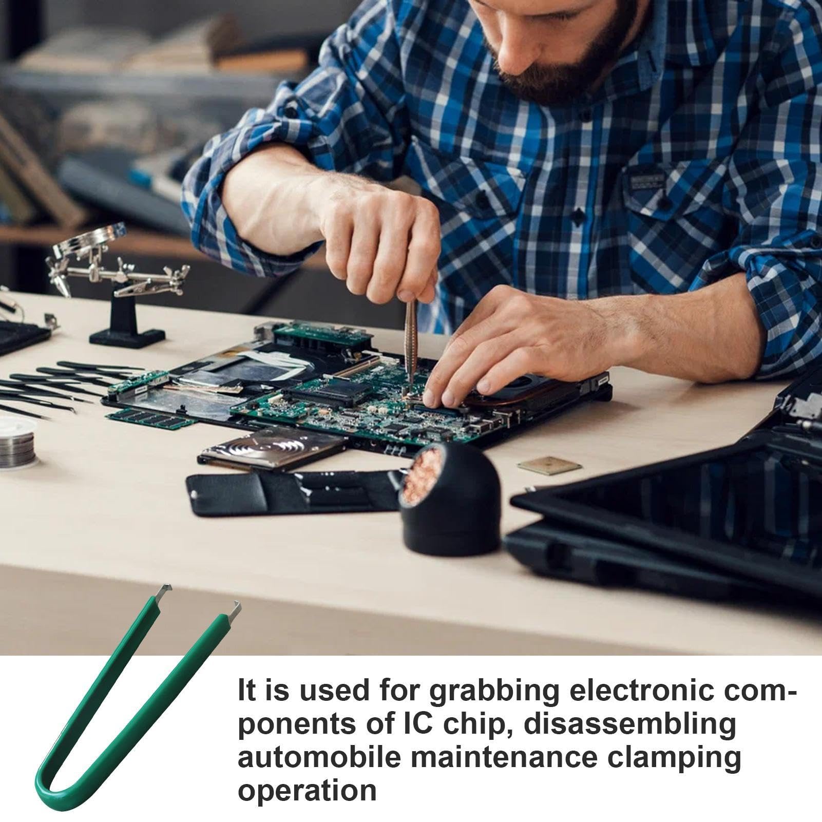 Estrattore di componenti per circuiti stampati – Estrattore chip IC con impugnatura in vinile isolato | Pinze a clip antistatiche | Kit di attrezzi per lo smontaggio di gioielli componenti elettronici