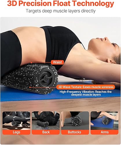 Miniatura 2 de VEVOR Rodillo de espuma vibratoria recargable de 16 pulgadas, rodillo de masaje eléctrico de 4 velocidades con textura 3D, espuma EEP de alta