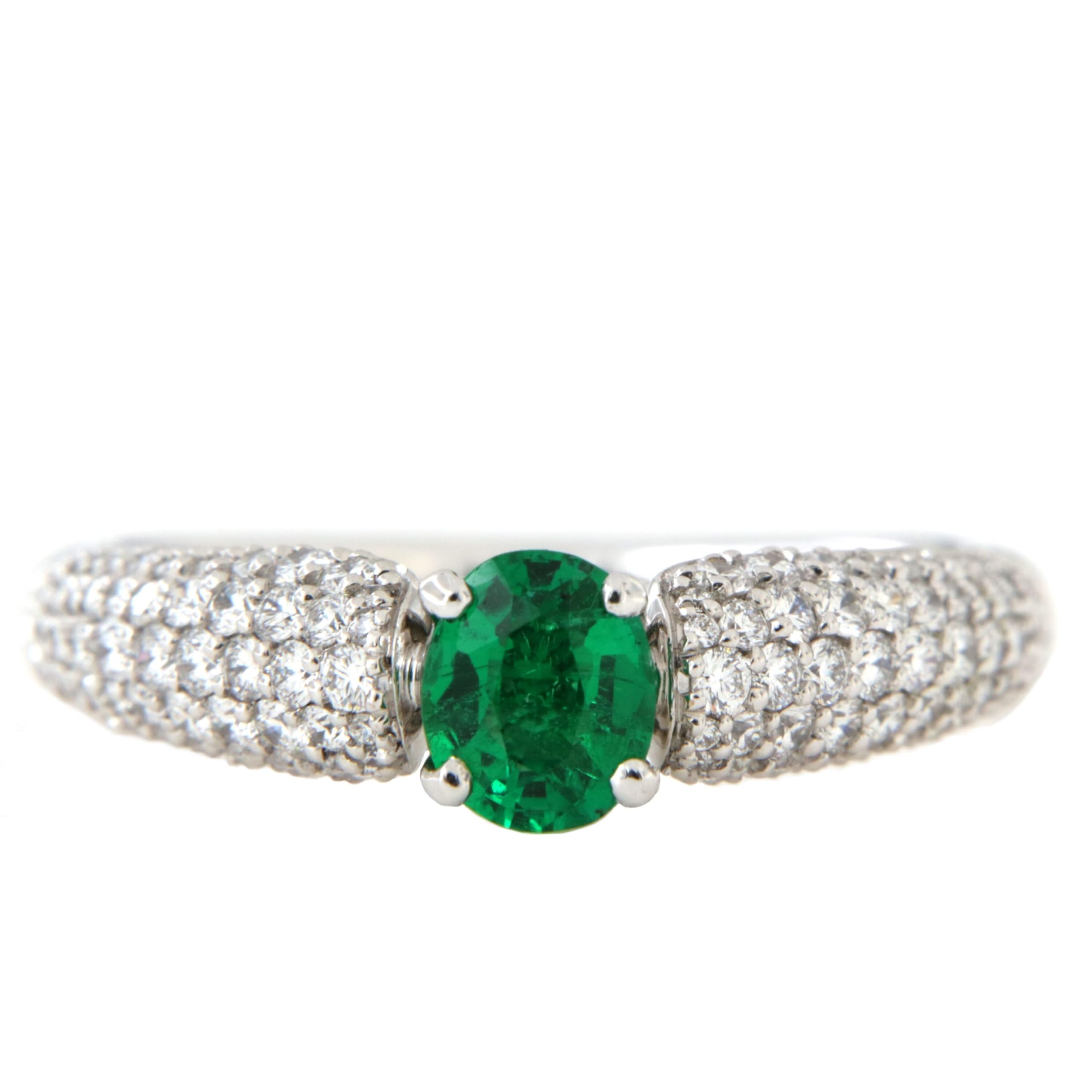 Crivelli Anello Solitario Smeraldo Pavè Diamanti